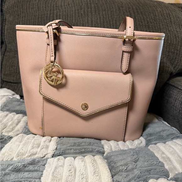 Pink Michael Kors Tote Bag with Gold Accents - Picture 1 of 11